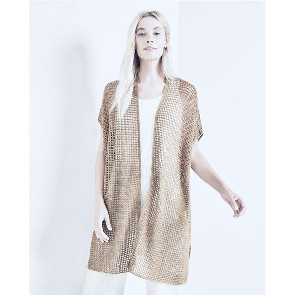 Eileen Fisher Open Stitch Longline Organic Linen Cardigan Sz XL - Picture 12 of 13